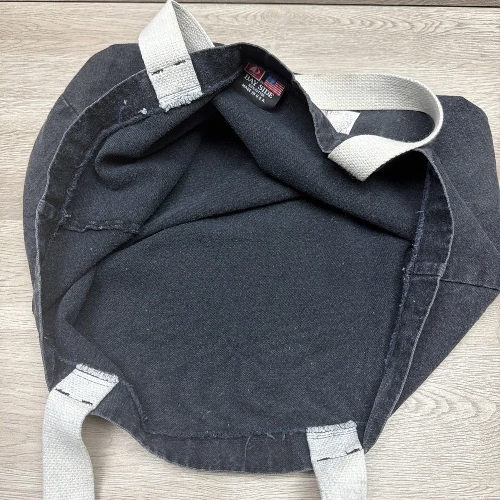 Bay Side Black Canvas Tote Bag Made In USA Graphic‎ Tee Design 100% Cotten 20x14